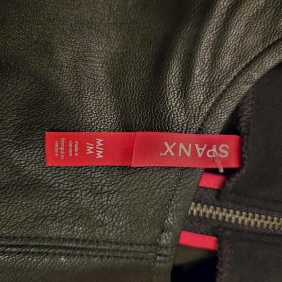 SPANX Women's Black Leather Like Sleeveless Mixed Media Sheath Dress Size XL - Picture 5 of 7